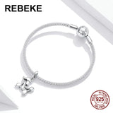 925 Sterling Silver Poodle Silhouette Necklace Pendant with CZ Beads