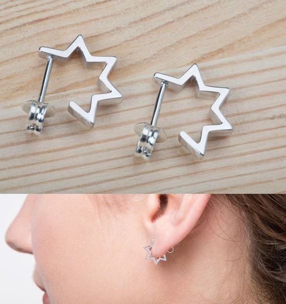 925 Silver Star Shape Women Earring