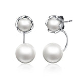 925 Sterling Silver Simulated Pearls Drop Earrings for Women
