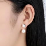 925 Silver Simulated Pearls Drop Earrings for Women