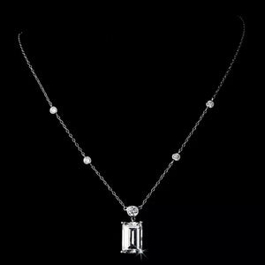 925 Silver CZ Station Necklace