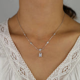 925 Silver CZ Station Necklace