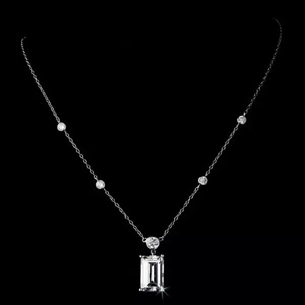 925 Silver CZ Station Necklace