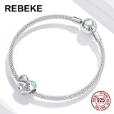 925 Sterling Silver Sweet Candy Beads Heart Charm Bracelet Pendant