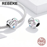 925 Sterling Silver Sweet Candy Beads Heart Charm Bracelet Pendant