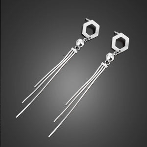 925 Sterling Silver Tassel Earrings Women Bohemia Jewelry