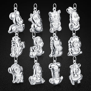 Sterling Silver Snake Red Rope Necklace Chinese Zodiac Jewelry