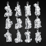 Sterling Silver Snake Red Rope Necklace Chinese Zodiac Jewelry