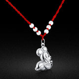 Sterling Silver Snake Red Rope Necklace Chinese Zodiac Jewelry
