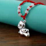Sterling Silver Snake Red Rope Necklace Chinese Zodiac Jewelry