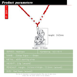 Sterling Silver Snake Red Rope Necklace Chinese Zodiac Jewelry