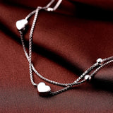 925 Sterling Silver Anklet Double Love Girl & Woman Jewelry Accessory