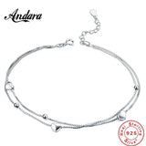 925 Sterling Silver Anklet Double Love Girl & Woman Jewelry Accessory