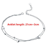 925 Sterling Silver Anklet Double Love Girl & Woman Jewelry Accessory