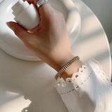 925 Sterling Silver Tinfoil Concave-Convex Bangle Bracelet