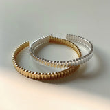 925 Sterling Silver Tinfoil Concave-Convex Bangle Bracelet
