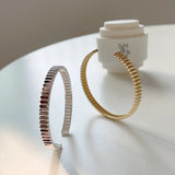 925 Sterling Silver Tinfoil Concave-Convex Bangle Bracelet