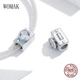 925 Silver Camera Charm Zircon Beads DIY Bangle Bracelet Pendant