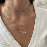 925 Silver CZ Bezel Necklace Minimalist Dainty Chain for Girl