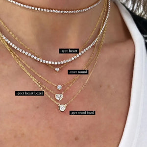 925 Silver CZ Bezel Necklace Minimalist Dainty Chain for Girl