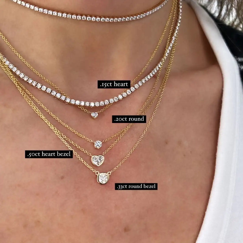 925 Silver CZ Bezel Necklace Minimalist Dainty Chain for Girl