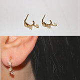 925 Silver Christmas Star Geometric Circle Earrings