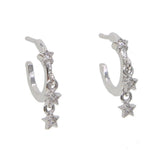 925 Silver Christmas Star Geometric Circle Earrings