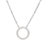 925 Silver Circle Charm CZ Necklace for Women