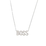 925 Silver Letter Necklace BABY BOSS CZ Paved Alphabet Minimal Delicate