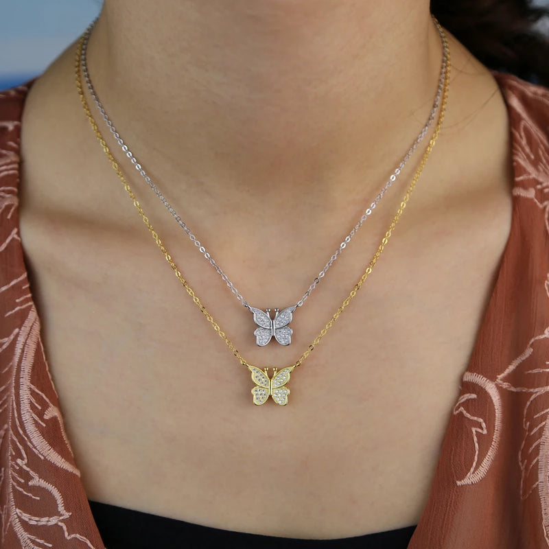 925 Sterling Silver Butterfly Charm Necklace