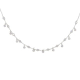 925 Silver CZ Drop Charm Tassel Necklace for Wedding Bridal