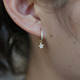 925 Silver Moon Star CZ Drop Earring Geometric Jewelry