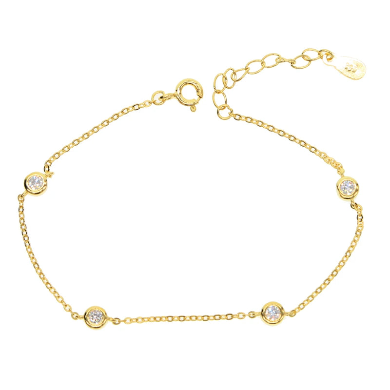 925 Silver Cross CZ Charm Bracelet for Girls