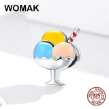 925 Silver Enamel Ice Cream Charm for Bracelet Pendant DIY Jewelry