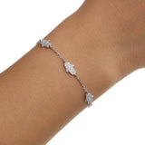 925 Silver CZ Hamsa Hand Charm Bracelet