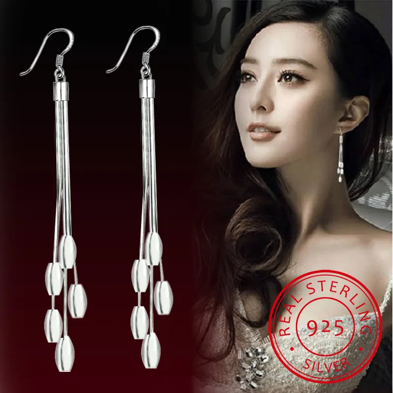 925 Sterling Silver Ear of Wheat Drop Earrings Women Jewelry