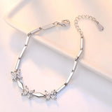 925 Silver Flower Crystal Bracelet Women Jewelry Christmas