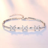 925 Silver Flower Crystal Bracelet Women Jewelry Christmas