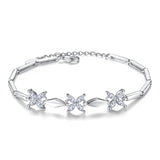 925 Silver Flower Crystal Bracelet Women Jewelry Christmas