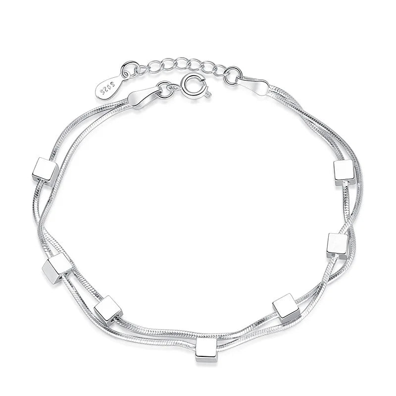 925 Sterling Silver Geometric Bracelet for Women Birthday Jewelry Wholesale