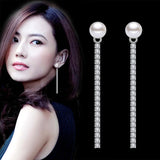 925 Silver Crystal Tassel Stud Earrings