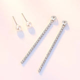 925 Silver Crystal Tassel Stud Earrings
