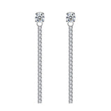 925 Silver Crystal Tassel Stud Earrings