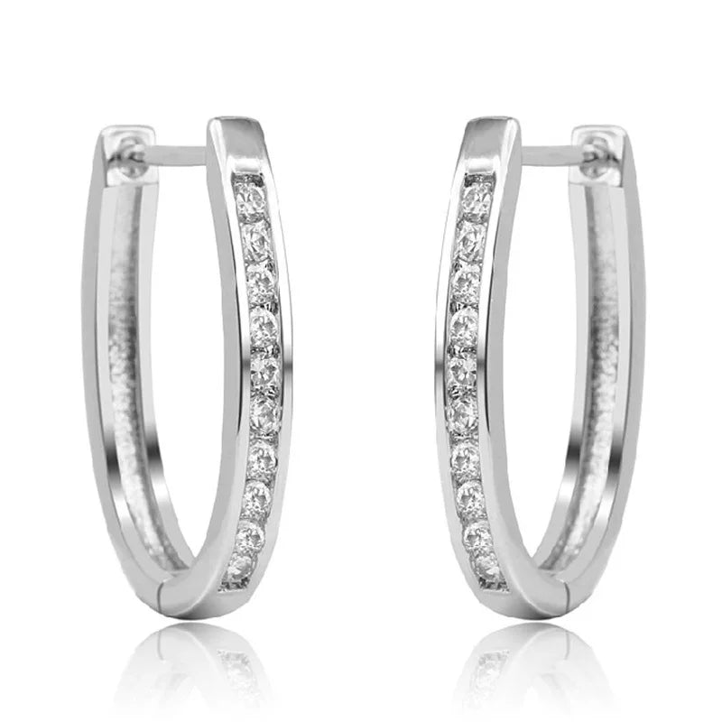 925 Sterling Silver Crystal Star Stud Earrings Anti-Allergy Women Jewelry
