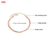 925 Sterling Silver Snake Chain Bracelet Women Allergy Free