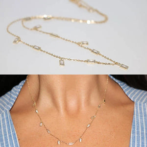 925 Sterling Silver CZ Drop Choker Necklace