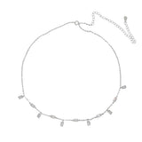 925 Sterling Silver CZ Drop Choker Necklace