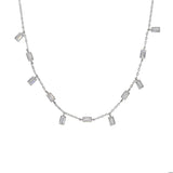 925 Sterling Silver CZ Drop Choker Necklace