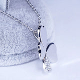 925 Sterling Silver Four Clover Charm Pendant Necklace with CZ Micro Pave