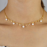 925 Silver Freshwater Pearl Choker Necklace CZ Statement Fine Jewelry